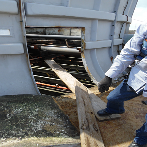 FRP Maintenance Platform Inside Cooling Tower Before