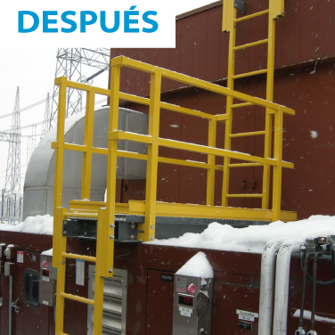 Hydro Quebec, Dynarails, escaleras, perfiles estructurales, plataforma FRP