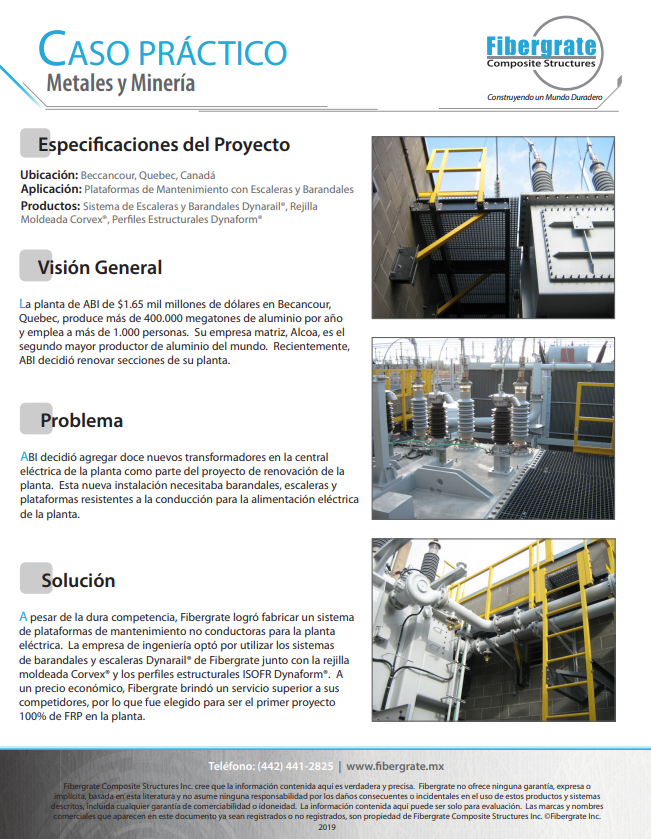 Central eléctrica de ABI: FRP en metales y minería